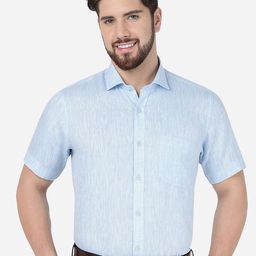JADE BLUE Men Linen Opaque Formal Shirt-image-43