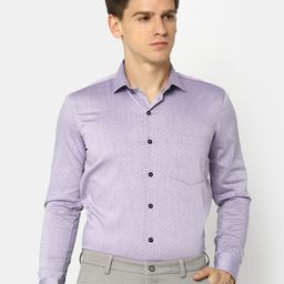 J White by Vmart Regular Fit Micro Print Spread Collar Long Sleeve Pocket Cotton Formal Shirt-1