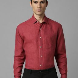 Luxure by Louis Philippe Classic Opaque Linen Formal Shirt-picture-31