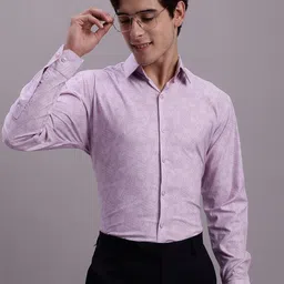 JAINISH Classic Geometric Printed Spread Collar Regular Fit Polycotton Formal Shirt-image-82