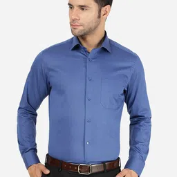 METAL Slim Fit Spread Collar Cotton Formal Shirt-image-36