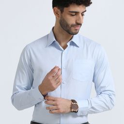 THE FORMAL CLUB Relaxed Spread Collar Long Sleeves Twill Weave Cotton Formal Shirt-image-81