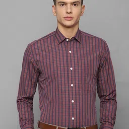 Luxure by Louis Philippe Men Maroon Checked Formal Shirt-image-26