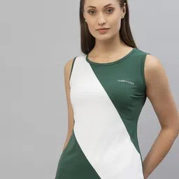 JUMP USA Women Green & White Colourblocked T-shirt-picture-25