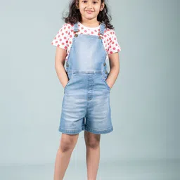 TWEENY MINI Girls Slim-Fit Cotton Dungaree With T-Shirt-image-32