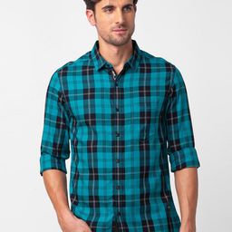 SPYKAR Men Cotton Slim Fit Checked Casual Shirt-image-50