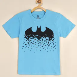 Kids Ville Boys Blue & Black Batman Printed Pure cotton T-shirt-image-73
