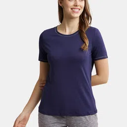 Jockey Micro Modal Cotton Relaxed Fit Round Neck T-Shirt with Metallic Threaded Neck-image-84