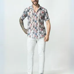STARFOX Men Abstract Printed Slim Fit Opaque Shirt-image-56