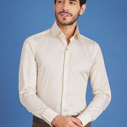 LOUIS STITCH Comfort Fit Ethnic Motif Printed Club Collar Cotton Formal Shirt-image-94