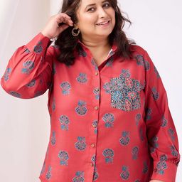 RACHNA Plus Size Standard Floral Opaque Printed Party Shirt-picture-39