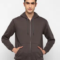 Alan Jones Men Solid Hooded Front-Open Sweatshirt-image-94