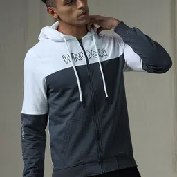 WROGN Colourblocked Hooded Long Sleeves Regular Front-Open Sweatshirt-picture-33