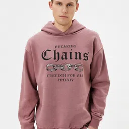 Koton Typography Printed Hooded Pullover Sweatshirt-image-65