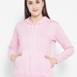 Popster Women Pink Hooded Sweatshirt-image-2