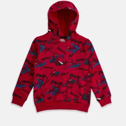 Pantaloons Junior Boys Superhero Spiderman Graphic Printed Hodded Neck Cotton Sweatshirt-picture-40