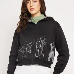 CAMLA Graphic Printed Hooded Cotton Crop Sweatshirt-image-46