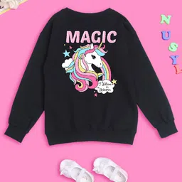 NUSYL Girls Graphic Printed Oversized Fleece Sweatshirt-image-77