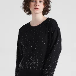 ONLY Onlmila Stud Sweat Black-In Embellished Pure Cotton Sweatshirt-image-62