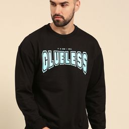 recast Typography Printed Oversized Drop shoulder Pure Cotton Pullover Sweatshirt-image-66
