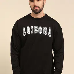 recast Typography Printed Oversized Drop shoulder Pure Cotton Pullover Sweatshirt-image-62