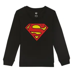 DC by Wear Your Mind Unisex Kids Black Graphic Printed Cotton Sweatshirt-image-76