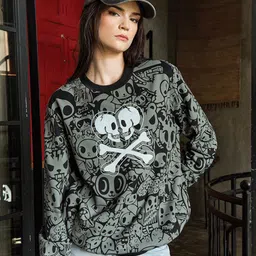 Bonkers Corner Graphic Printed Cotton Sweatshirt-image-7