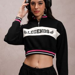 Tokyo Talkies Black Typography Printed Crop Sweatshirt-picture-40