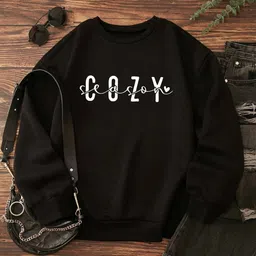 Kotty Typography Printed Fleece Sweatshirt-image-1