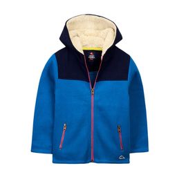 Cherry Crumble Kids Blue & Navy Blue Colourblocked Hooded Front-Open Sweatshirt-image-69