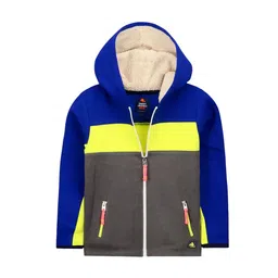 Cherry Crumble Kids Grey & Yellow Colourblocked Hooded Sweatshirt-image-34