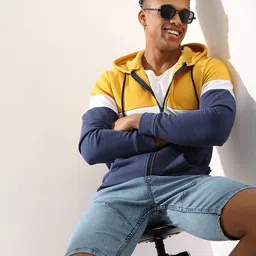 Campus Sutra Colourblocked Hooded Sweatshirt-image-34