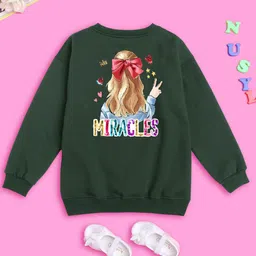 NUSYL Girls Graphic Printed Oversized Fleece Sweatshirt-picture-49