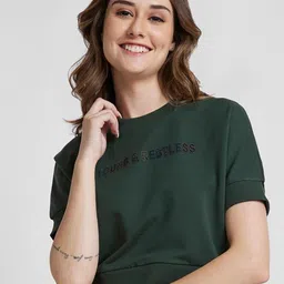 SPYKAR Printed Regular FIt Round Neck Crop Sweatshirt-image-54