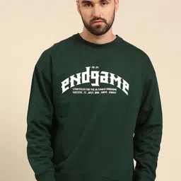 recast Typography Printed Oversized Drop shoulder Pure Cotton Pullover Sweatshirt-image-65