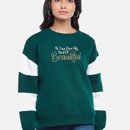 People Women Green Printed Sweatshirt-22
