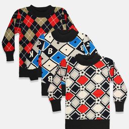 MANZON Kids Pack of 3 Geometric Printed Woollen Pullover Sweatshirt-19