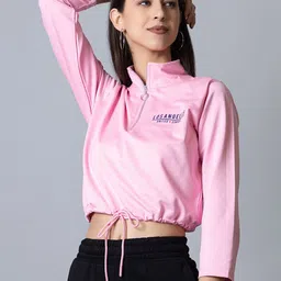 ARMISTO Women Solid Half Zip  Dri-fit Crop Sports Sweatshirt-image-16