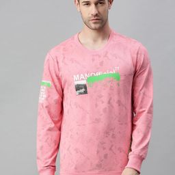 SHOWOFF Men Pink Printed Cotton Sweatshirt-image-30