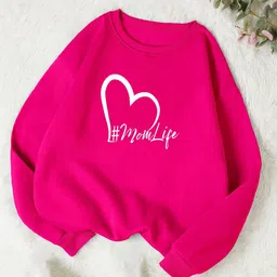 Kotty Pink Typographic Printed Fleece Sweatshirt-image-70