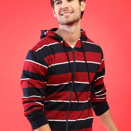Campus Sutra Striped Hooded Sweatshirt-picture-33