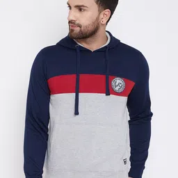 Austin wood Colourblocked Hooded Fleece Sweatshirt-picture-25