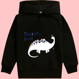 NUSYL Girls Dinosaur Printed Hooded Fleece Sweatshirt-image-87