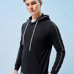 Bewakoof Black Hooded Cotton Sweatshirt-image-39