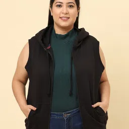 UnaOne Plus Size Hooded Sleeveless Sweatshirt-image-65