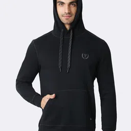 Van Heusen Men Black Solid Hooded Neck Media Pocket Sweatshirt-image-53