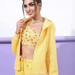 Tokyo Talkies Women Yellow Hooded Sweatshirt-image-96