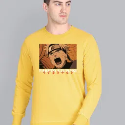 Free Authority Men Yellow & Brown Naruto Printed Sweatshirt-image-29