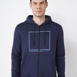 Blackberrys Men Navy Blue Printed Hooded Sweatshirt-image-14