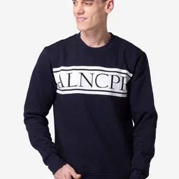 Allen Cooper Men Navy Blue & White Printed Sweatshirt-image-14